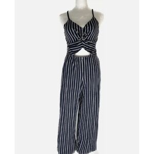 Hollister Women's Navy Striped Front Cutout Jumpsuit Size small